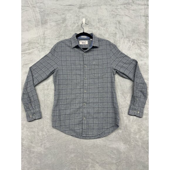 PENGUIN HERITAGE SLIM FIT MENS GREY POCKET FLANNEL BUTTON UP SHIRT - Picture 1 of 8